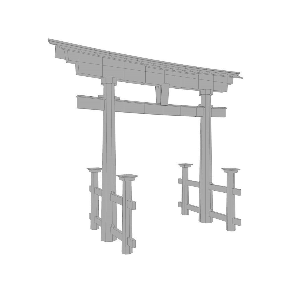 collection of tori gates Low-poly 3D model_7