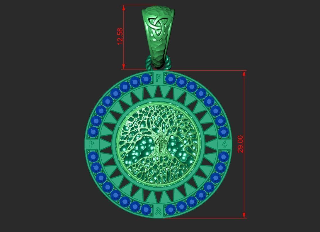 PENDANT WITH THE TREE OF LIFE 3D print model_1
