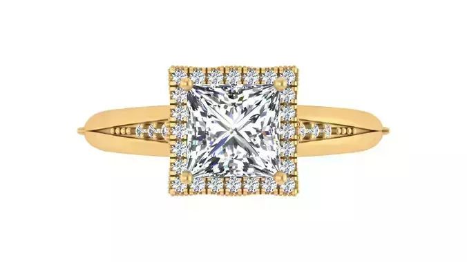 Royal Princess-Cut Halo Engagement Ring