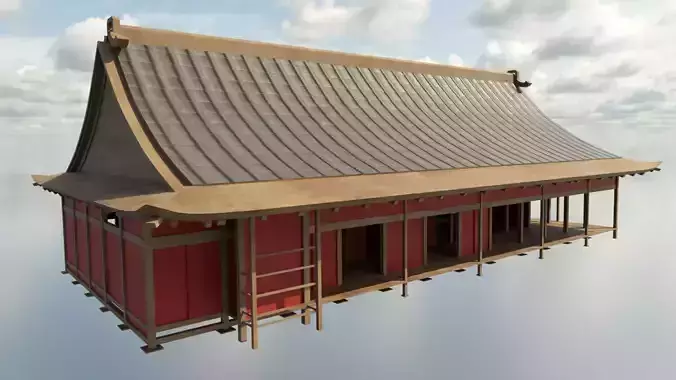 Modular Asian Building Low-poly 3D model