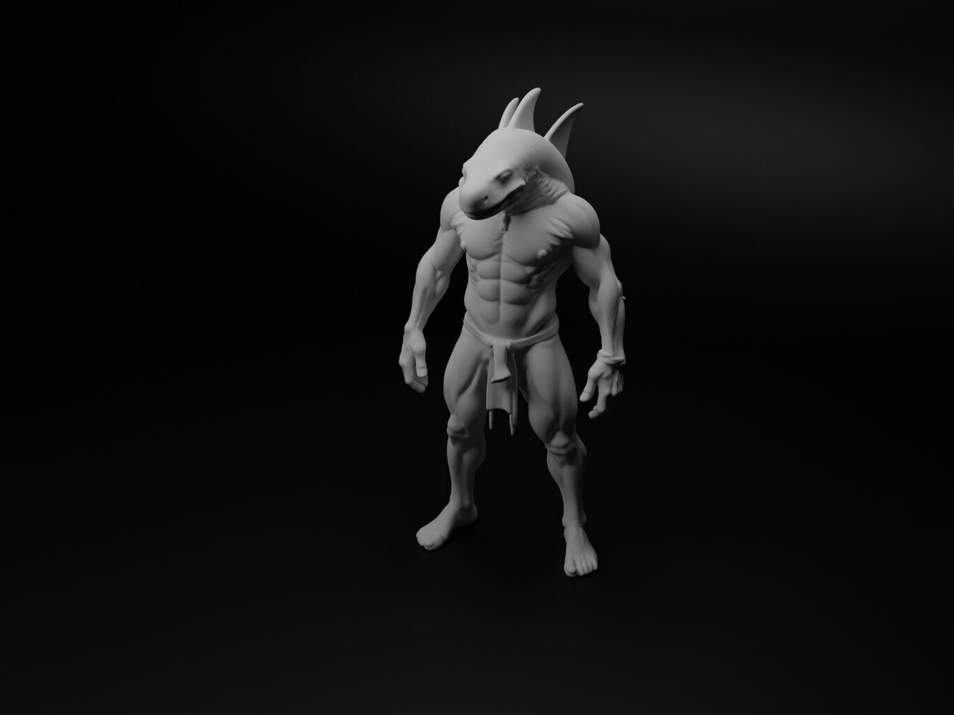 shark hybrid figure 3D print model_1