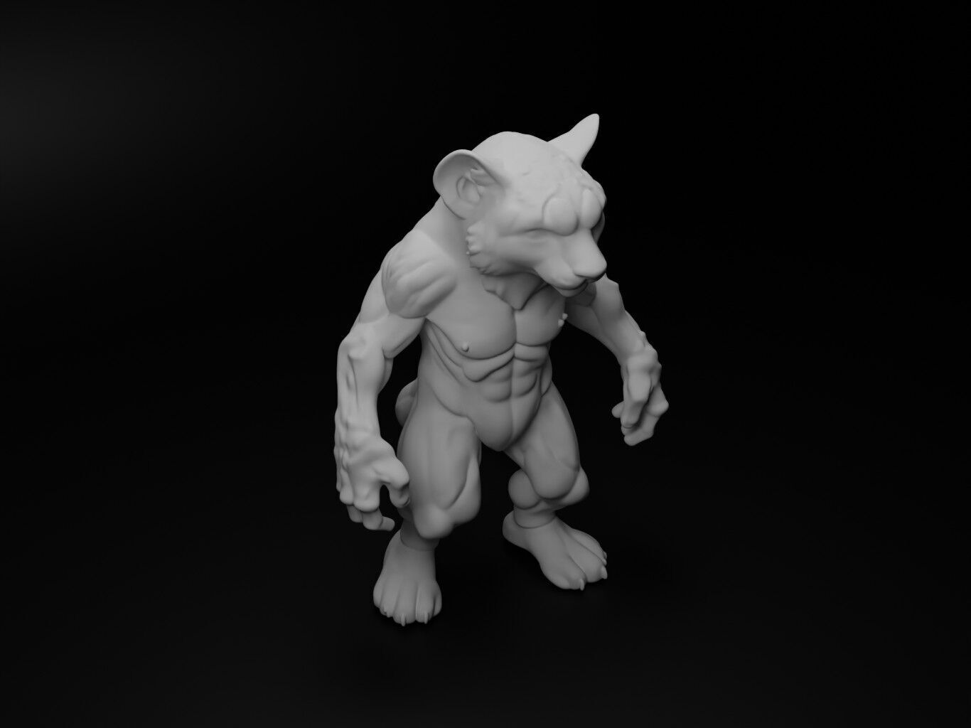 snow leopard hybrid figure 3D print model_2