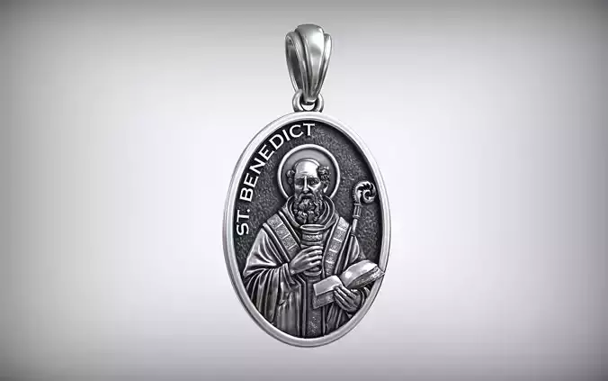Saint Benedict of Norcia Protect Christian Medal 3D print model