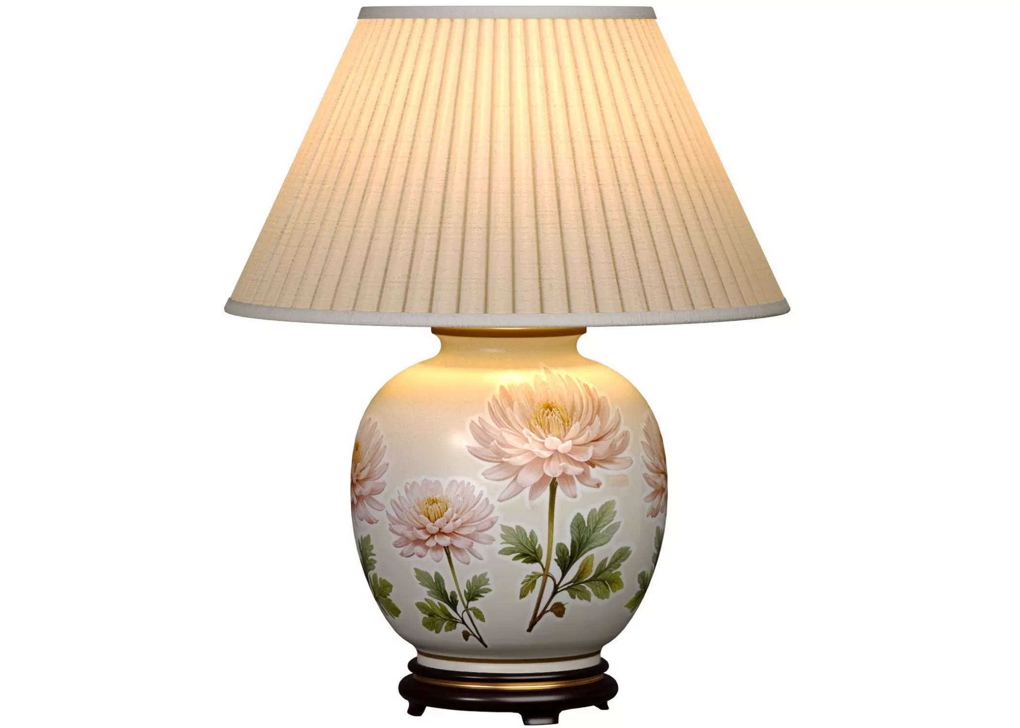 Chrysanthemum Porcelain Large Nightstand European Table Lamp 3D model_0