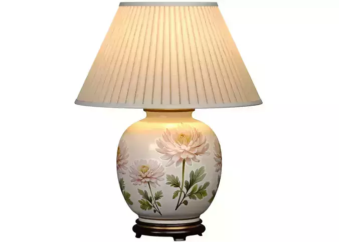 Chrysanthemum Porcelain Large Nightstand European Table Lamp