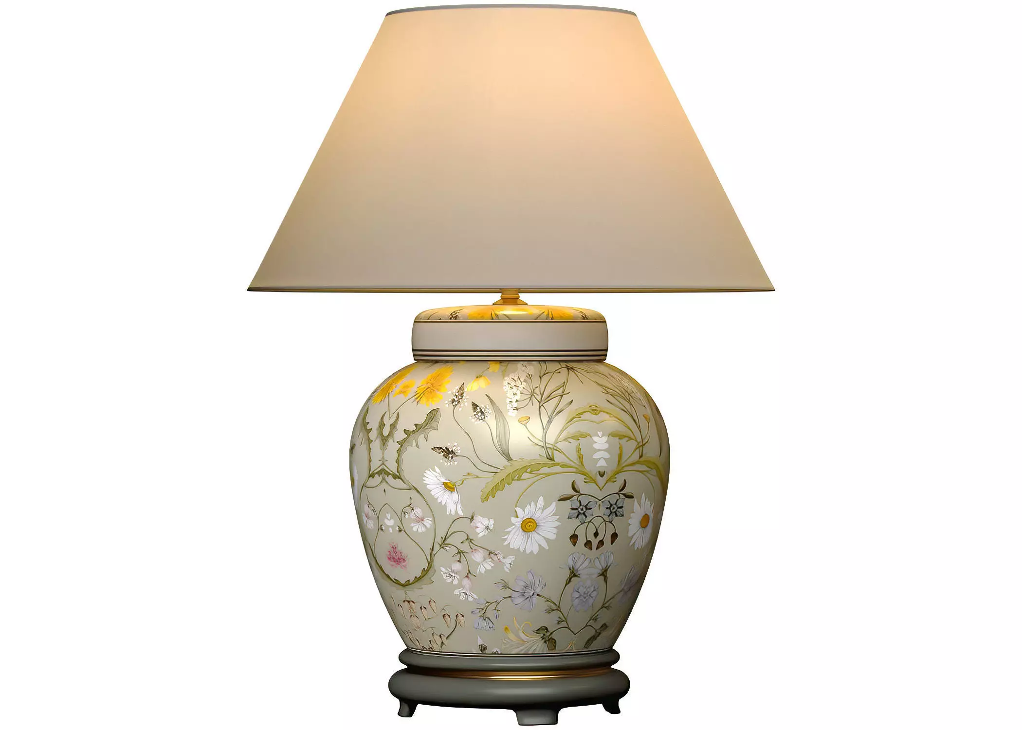 Floral European Nightstand Ginger Jar Chinese Table lamp 3D model_0