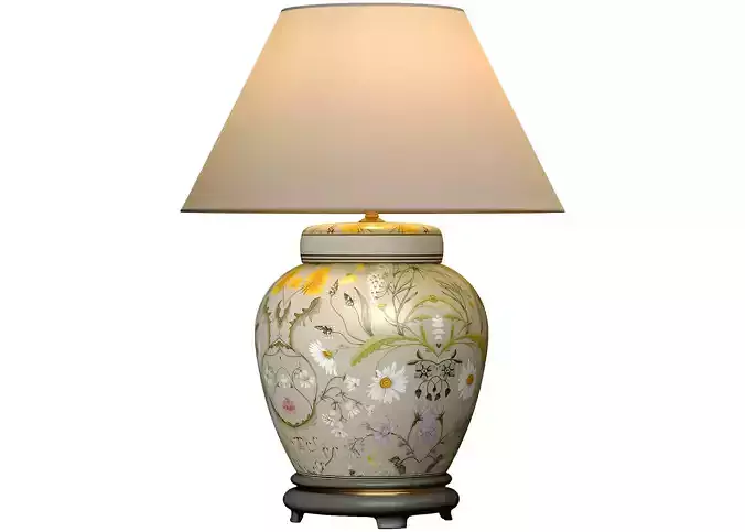  Floral European Nightstand Ginger Jar Chinese Table lamp 3D model