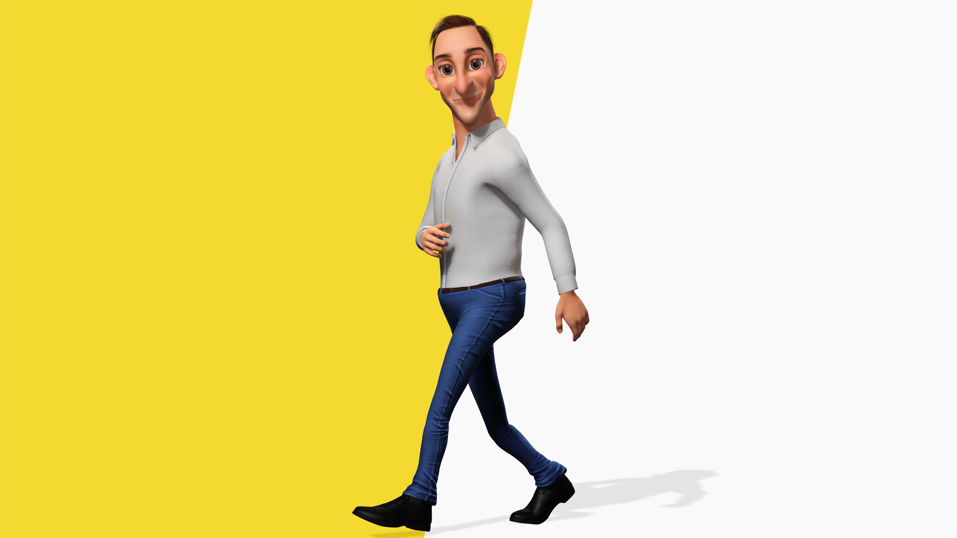 Quirky and Cheerful Rigged Toon 3D Smiling Man Low-poly 3D model_2