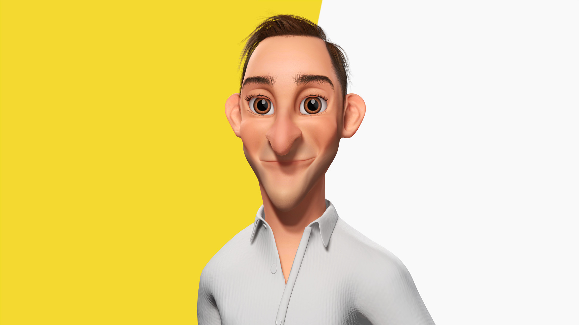 Quirky and Cheerful Rigged Toon 3D Smiling Man Low-poly 3D model_9