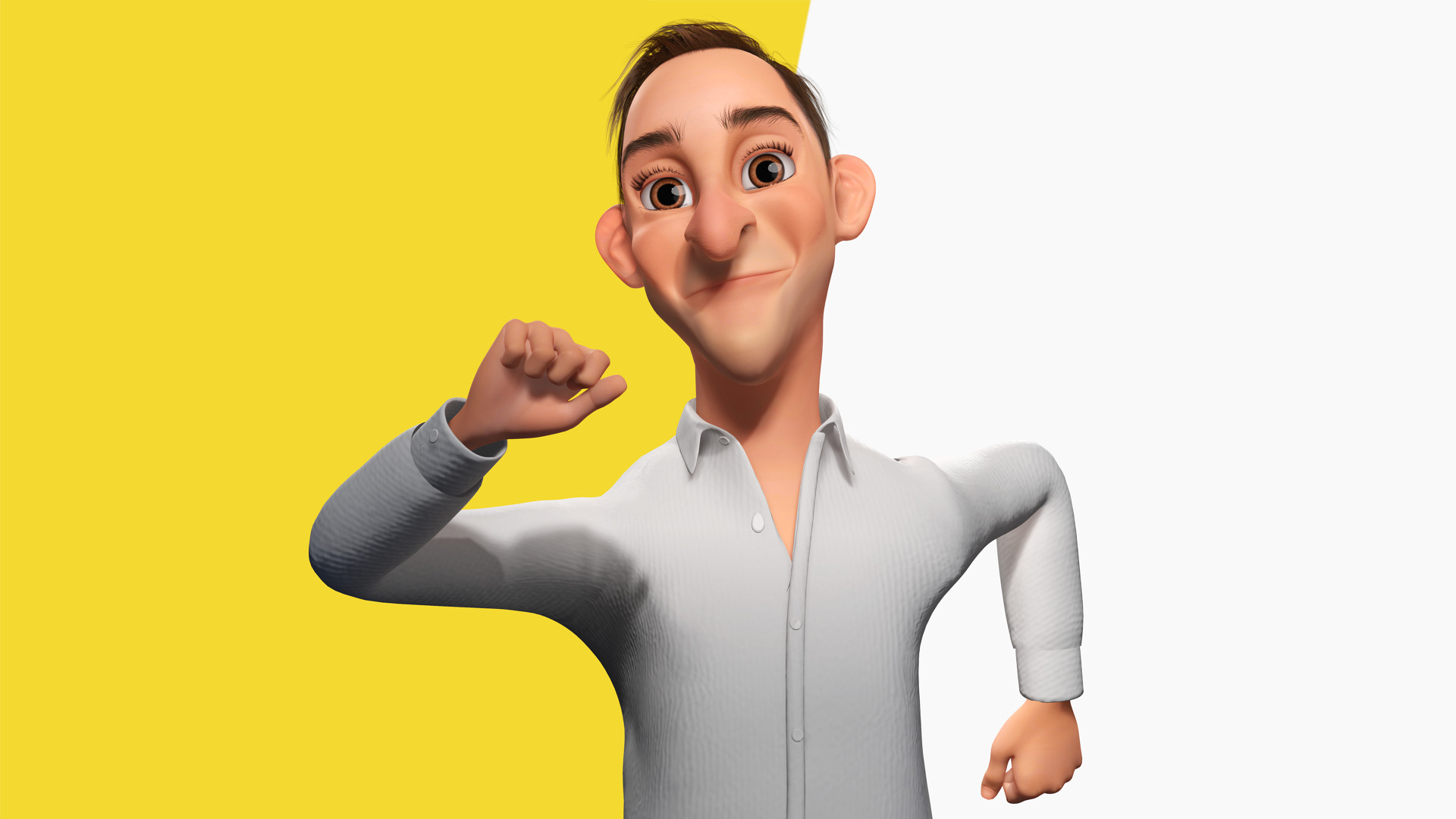 Quirky and Cheerful Rigged Toon 3D Smiling Man Low-poly 3D model_7