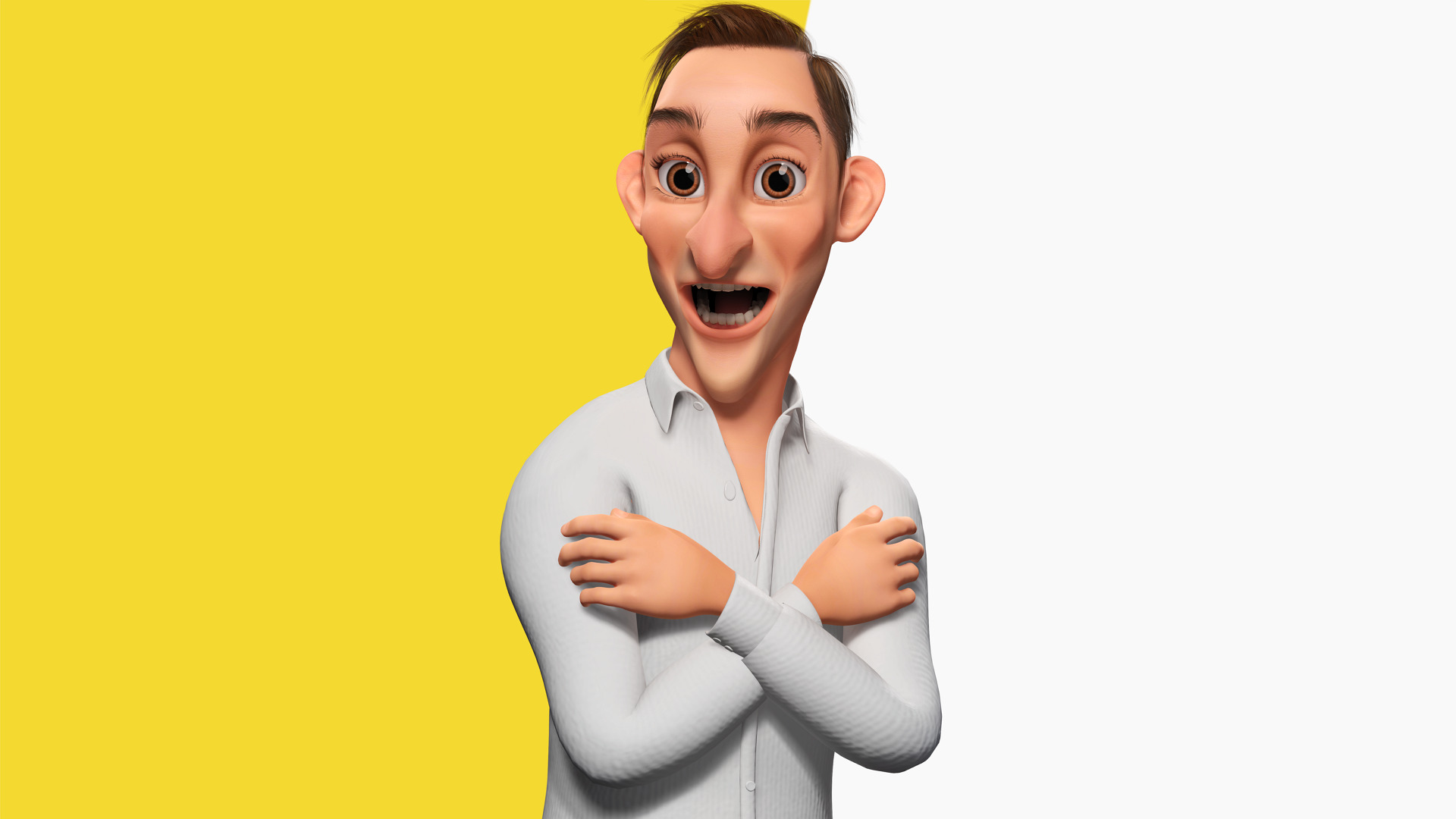 Quirky and Cheerful Rigged Toon 3D Smiling Man Low-poly 3D model_1