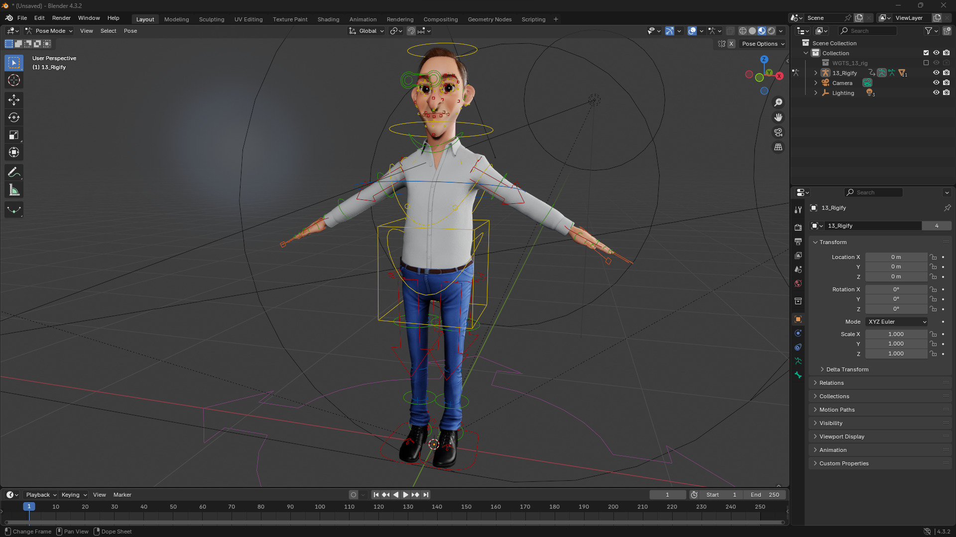 Quirky and Cheerful Rigged Toon 3D Smiling Man Low-poly 3D model_15