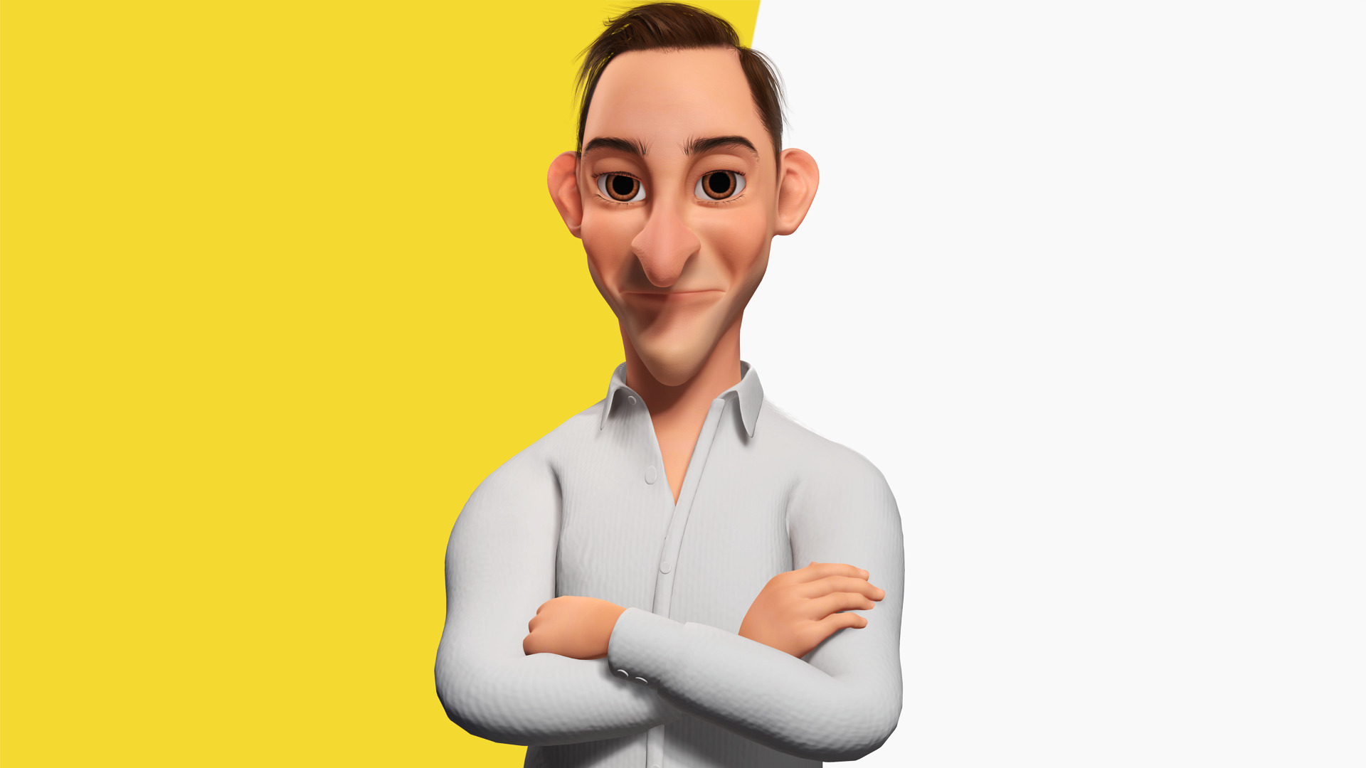 Quirky and Cheerful Rigged Toon 3D Smiling Man Low-poly 3D model_5