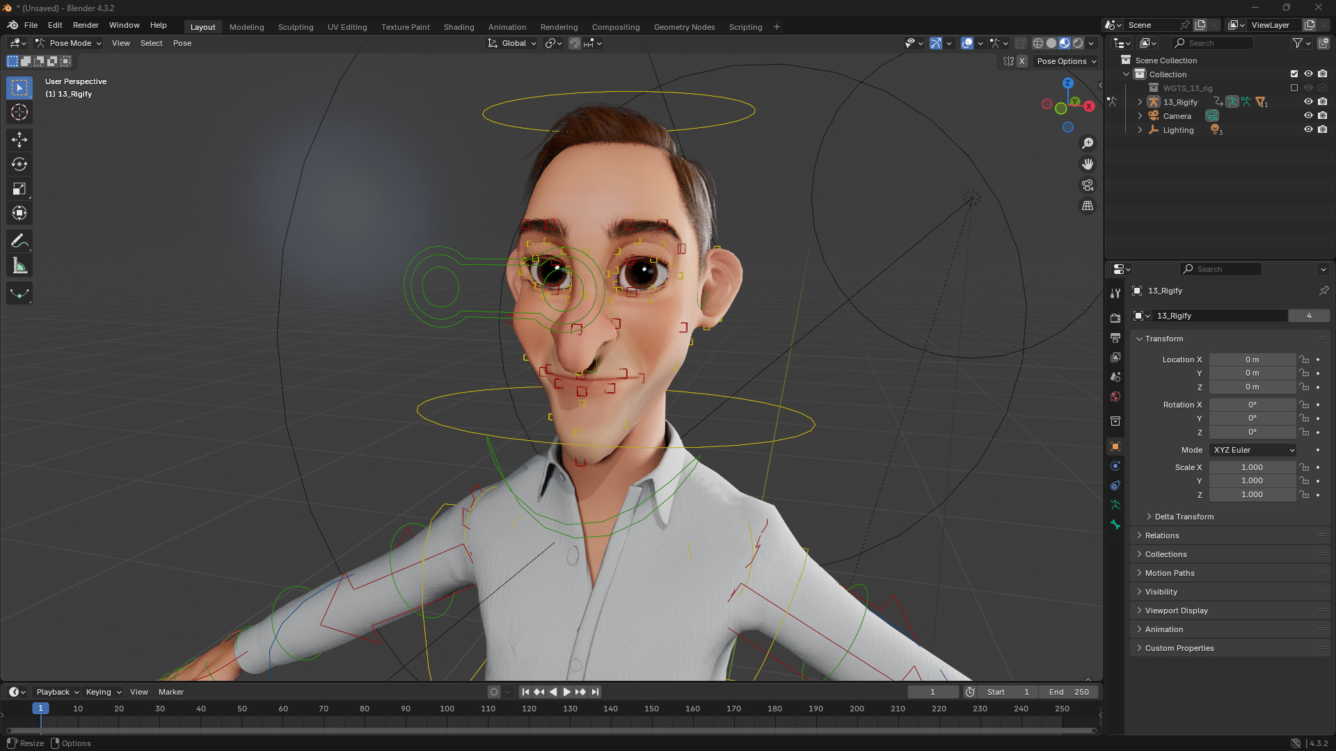 Quirky and Cheerful Rigged Toon 3D Smiling Man Low-poly 3D model_14