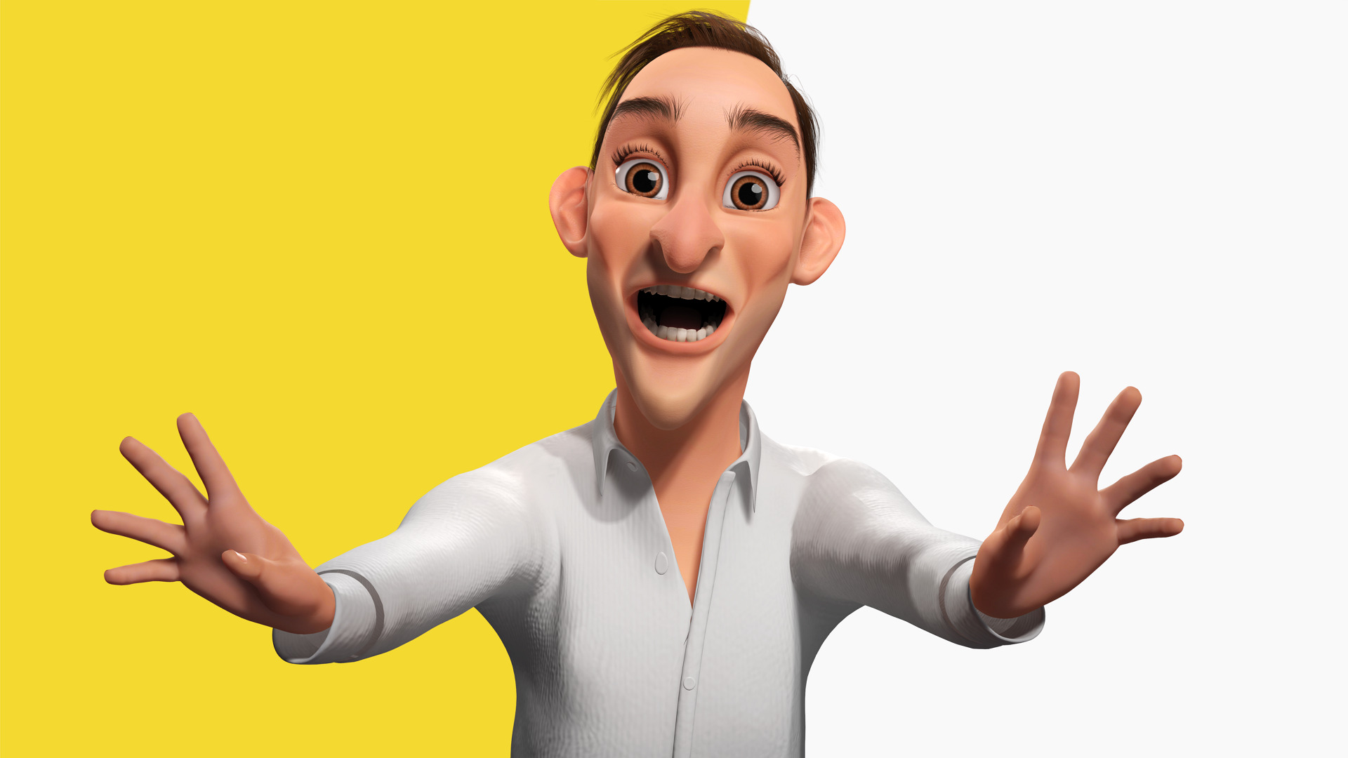 Quirky and Cheerful Rigged Toon 3D Smiling Man Low-poly 3D model_12