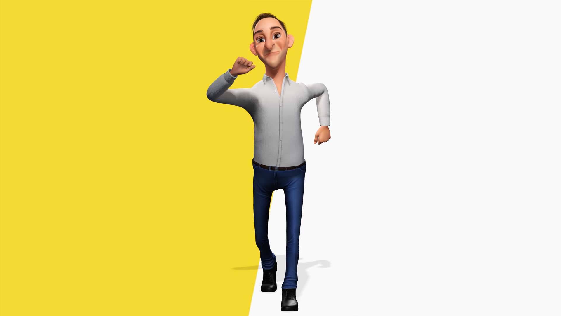 Quirky and Cheerful Rigged Toon 3D Smiling Man Low-poly 3D model_10