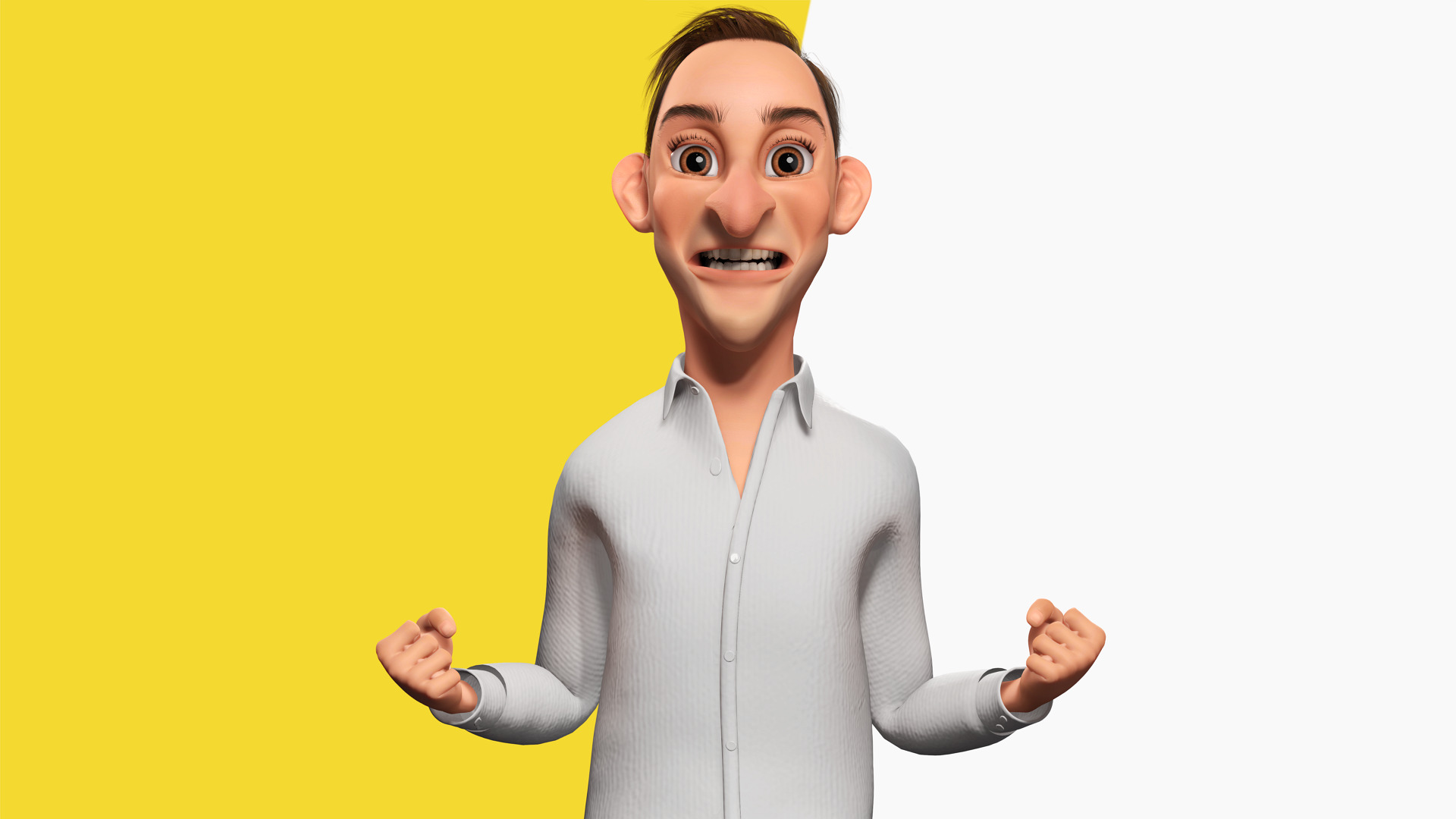 Quirky and Cheerful Rigged Toon 3D Smiling Man Low-poly 3D model_11