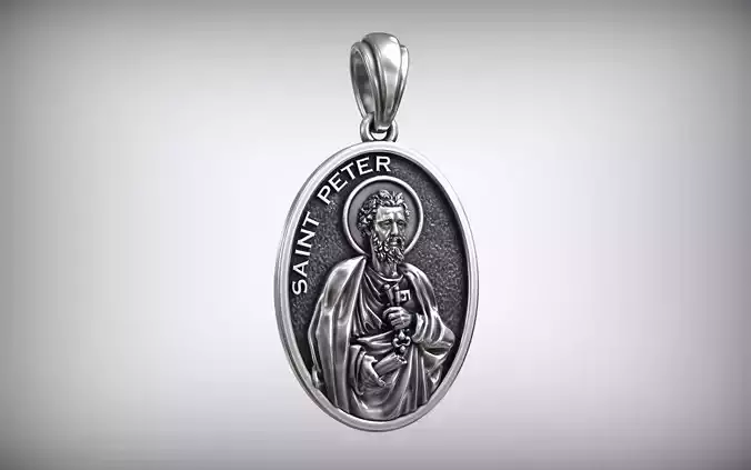 Saint Peter The Apostle Protect Christian Medallion  3D print model