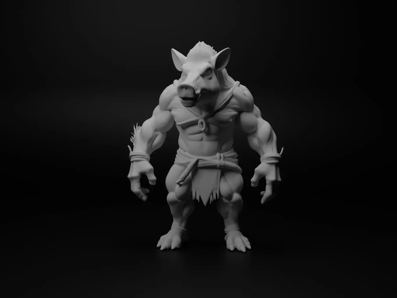 wild boar hybrid figure 3D print model_0