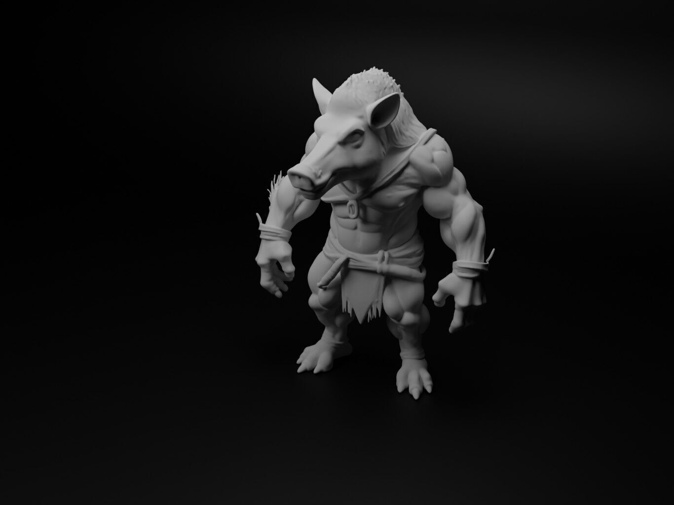 wild boar hybrid figure 3D print model_1