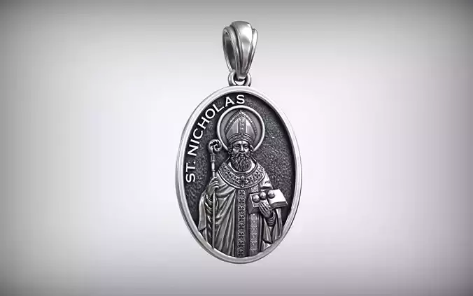 Saint Nicholas of Myra Protect Christian Medallion 3D print model