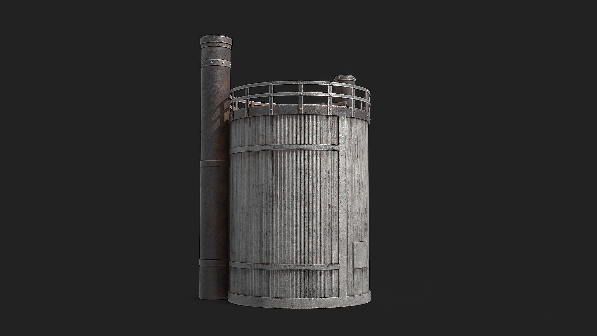 Rusty Industrial Tank v2 Low-poly 3D model_9