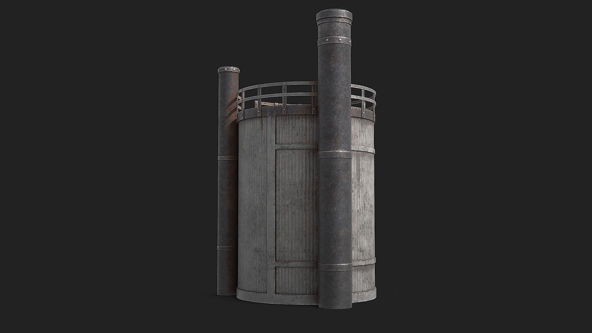 Rusty Industrial Tank v2 Low-poly 3D model_12