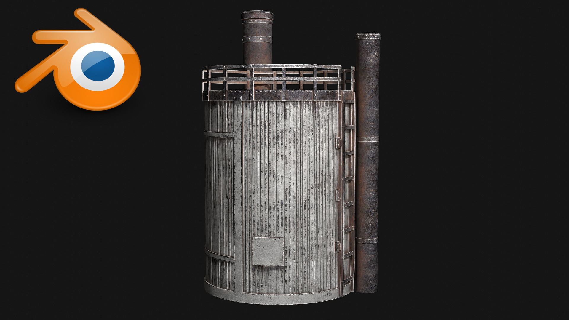 Rusty Industrial Tank v2 Low-poly 3D model_7