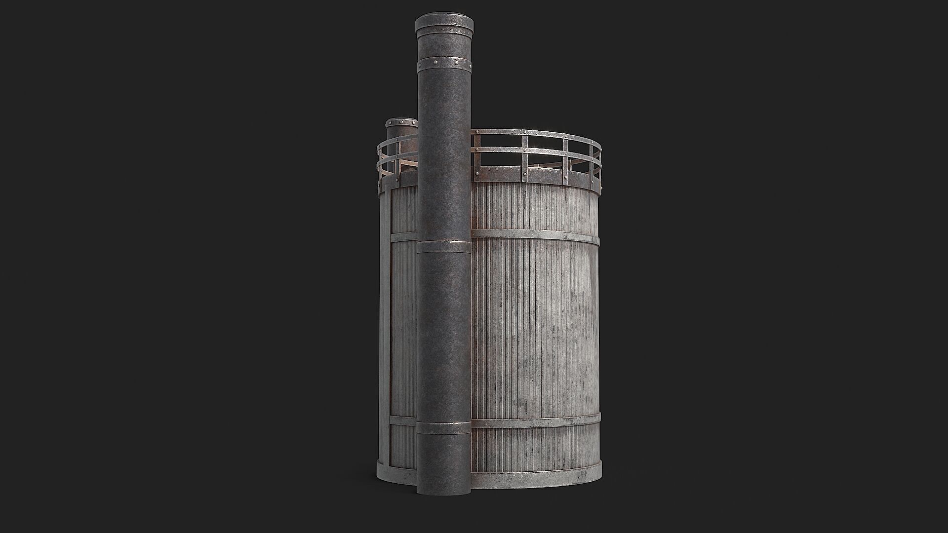 Rusty Industrial Tank v2 Low-poly 3D model_11