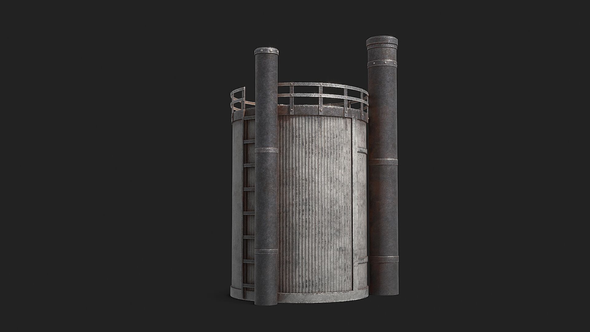 Rusty Industrial Tank v2 Low-poly 3D model_14