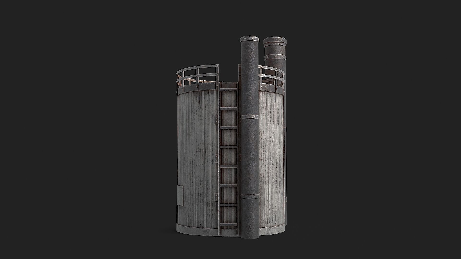 Rusty Industrial Tank v2 Low-poly 3D model_15