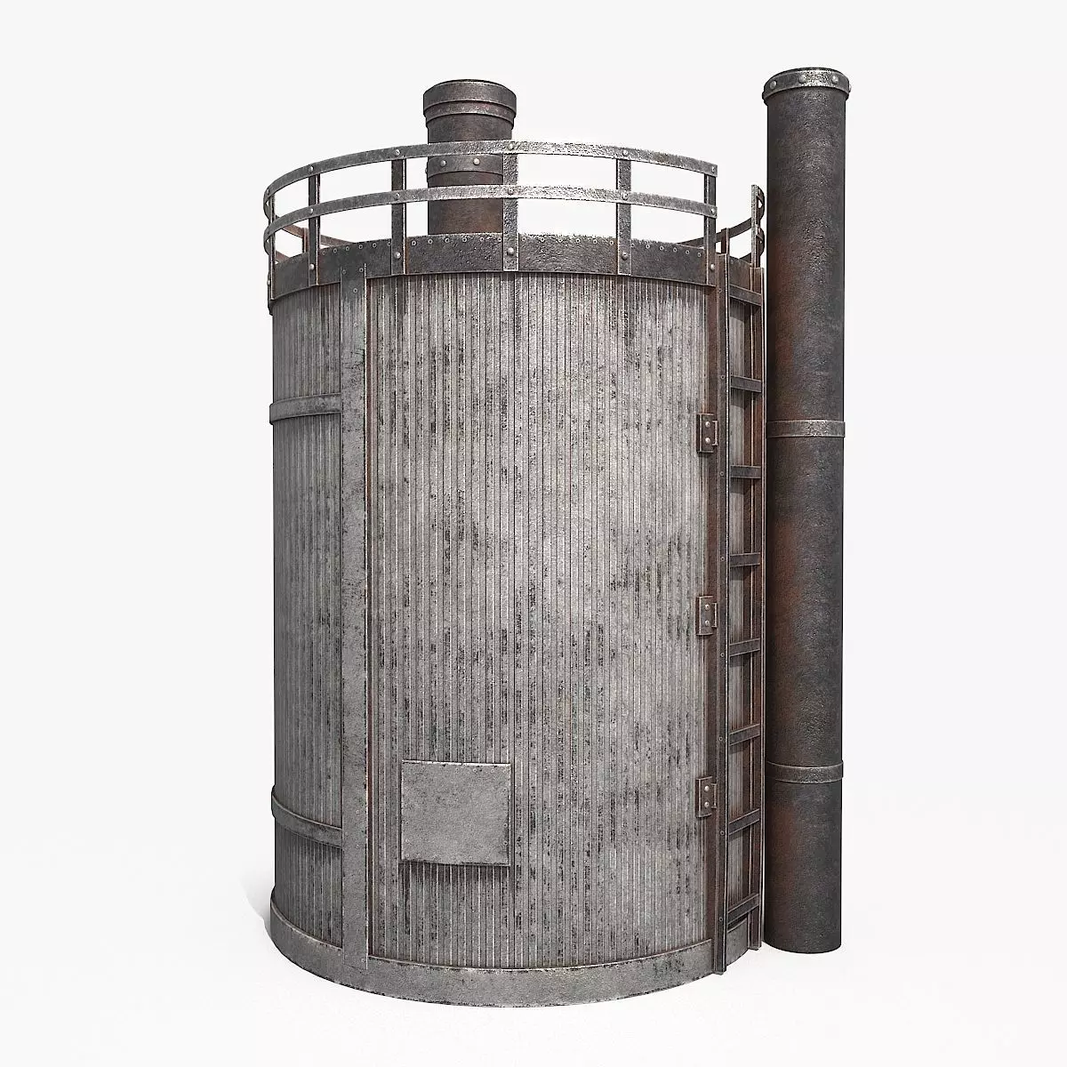 Rusty Industrial Tank v2 Low-poly 3D model_0