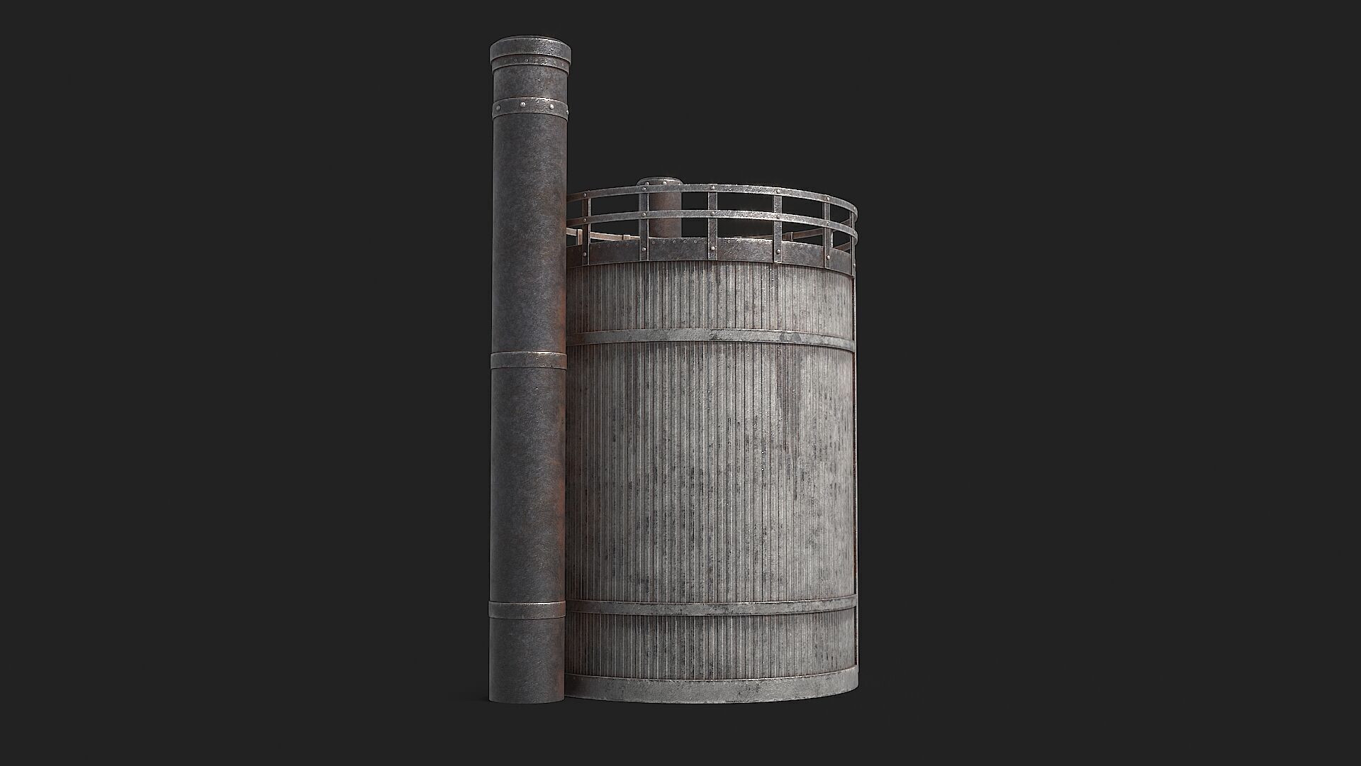 Rusty Industrial Tank v2 Low-poly 3D model_10