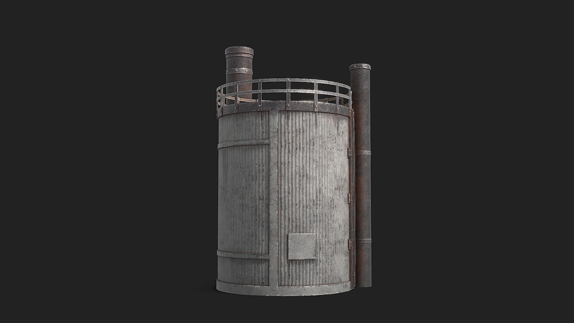 Rusty Industrial Tank v2 Low-poly 3D model_8