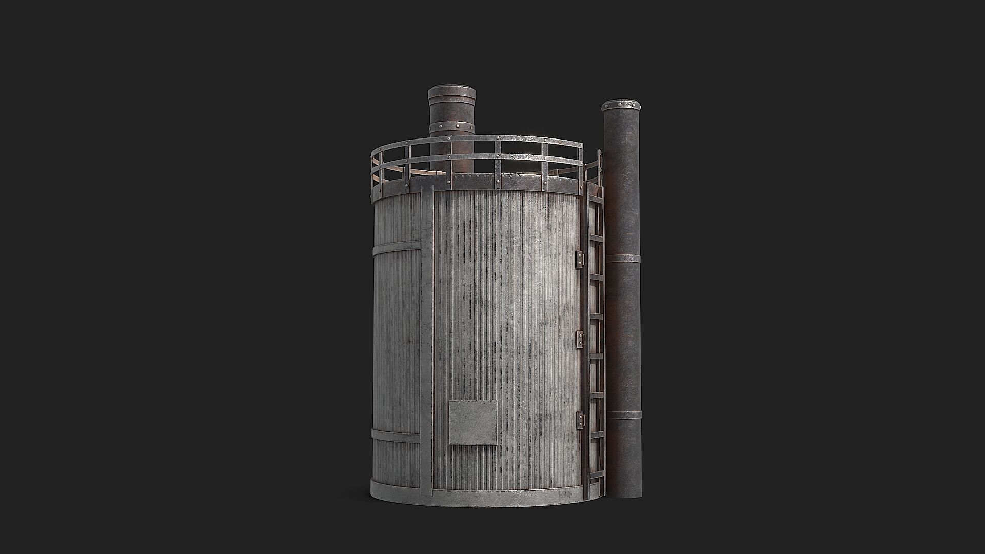 Rusty Industrial Tank v2 Low-poly 3D model_2