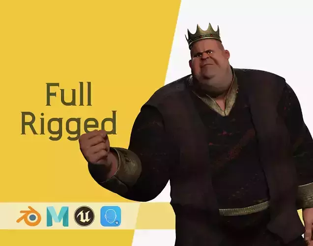 Medieval Royal Rigged Stylized 3D King Character Low-poly 3D model
