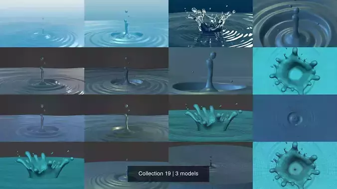 Water Crown Splash 3D Model Collection