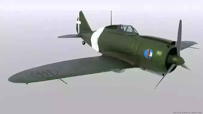 Re2000 Falco I - Catapult version - Not rigged Low-poly 3D model