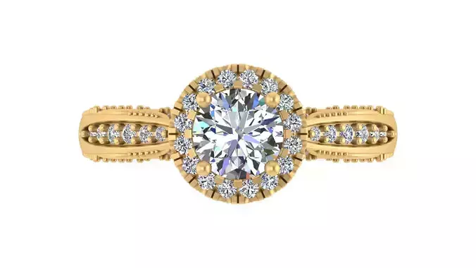 Round Halo Vintage-Inspired Engagement Ring