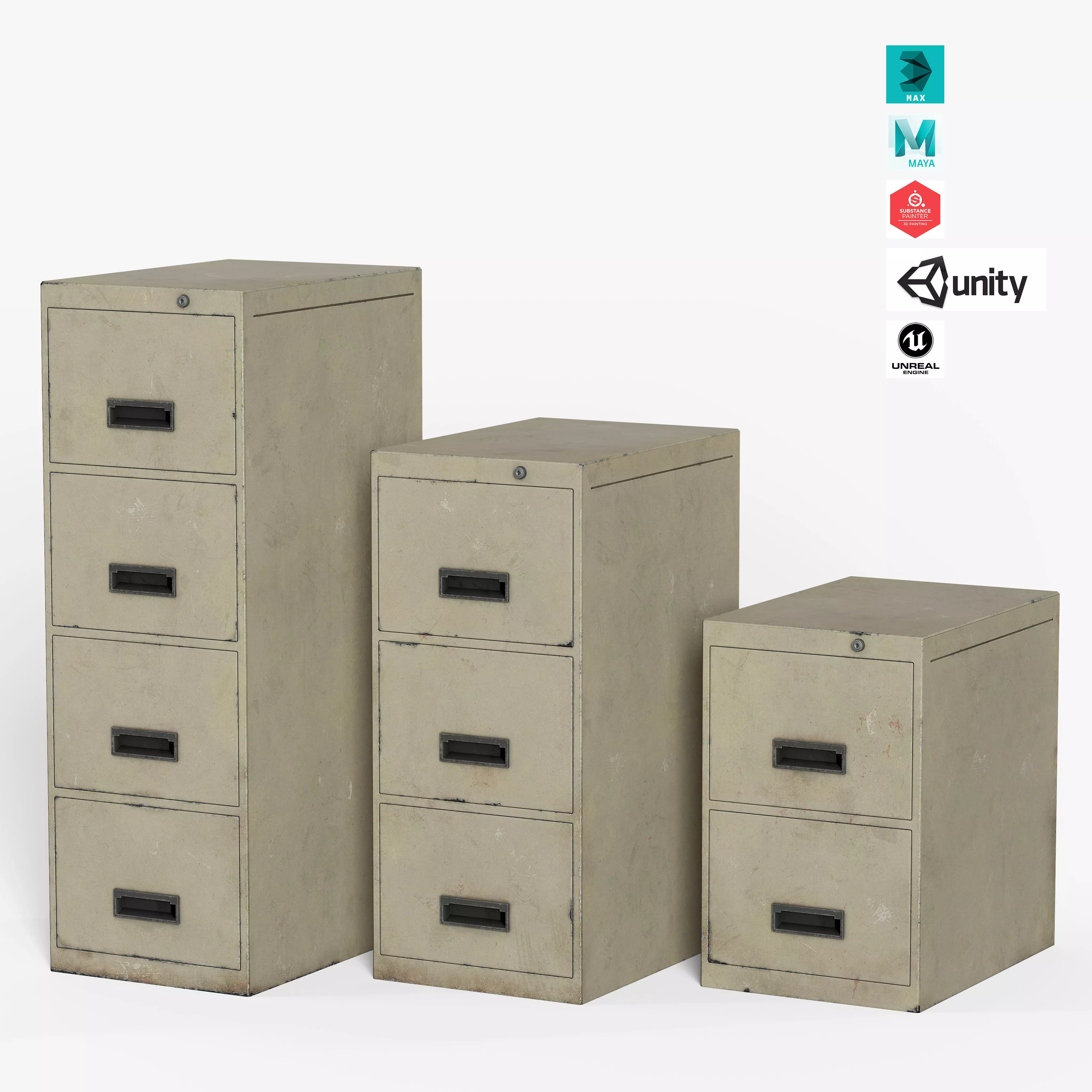 File Cabinet Low-poly 3D model_0