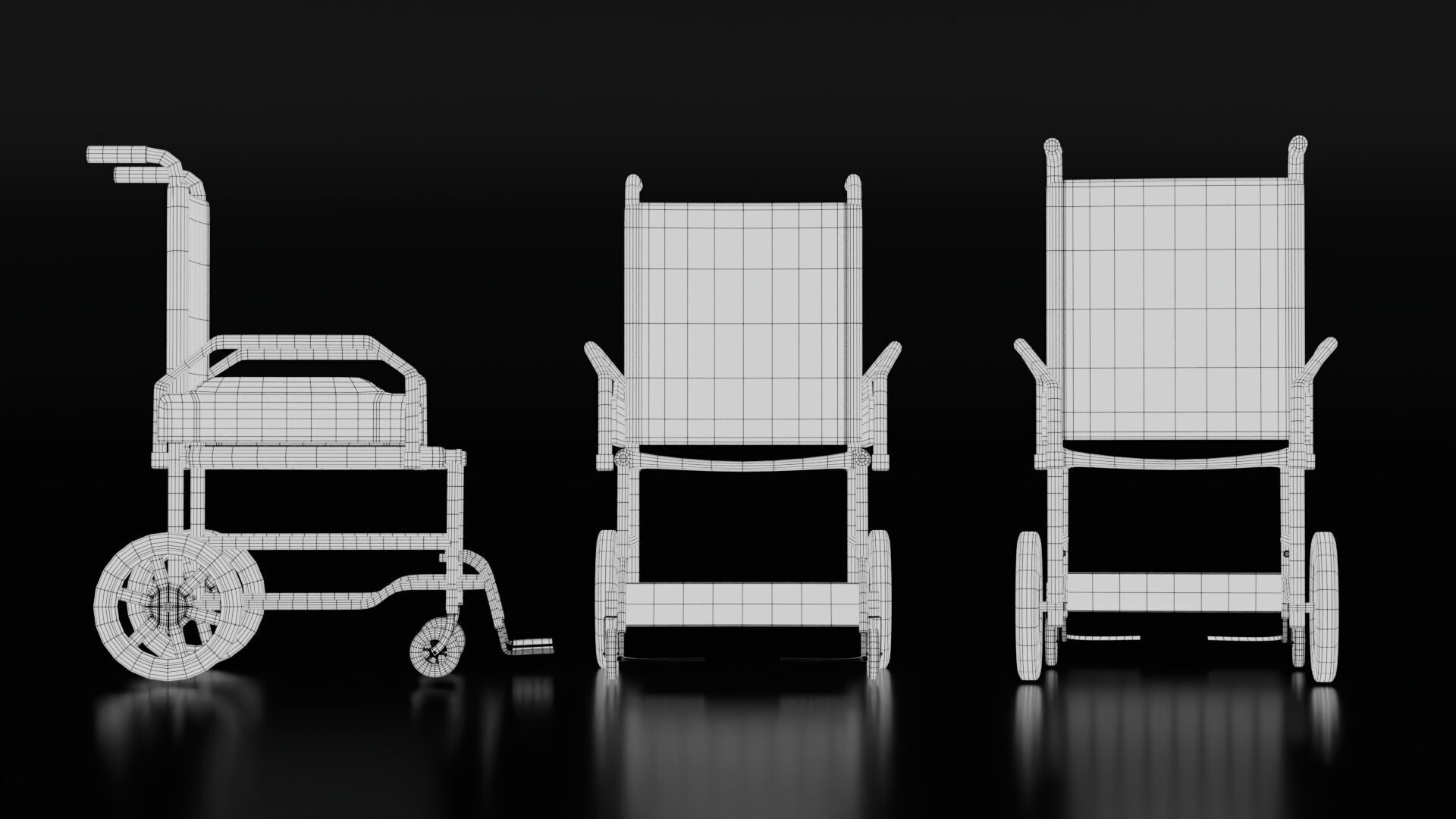 Wheelchair Low-poly 3D model_6