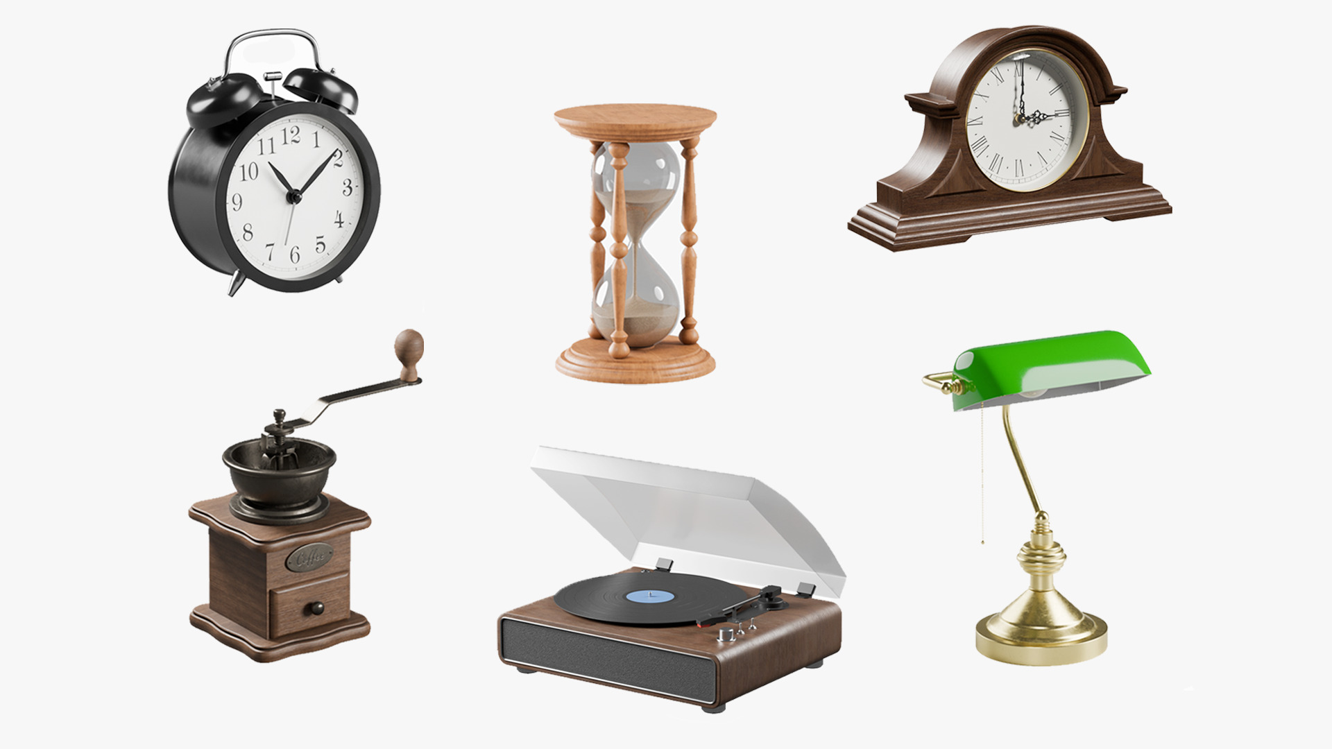 Retro Props Collection Low-poly 3D model_1