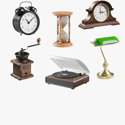 Retro Props Collection Low-poly 3D model