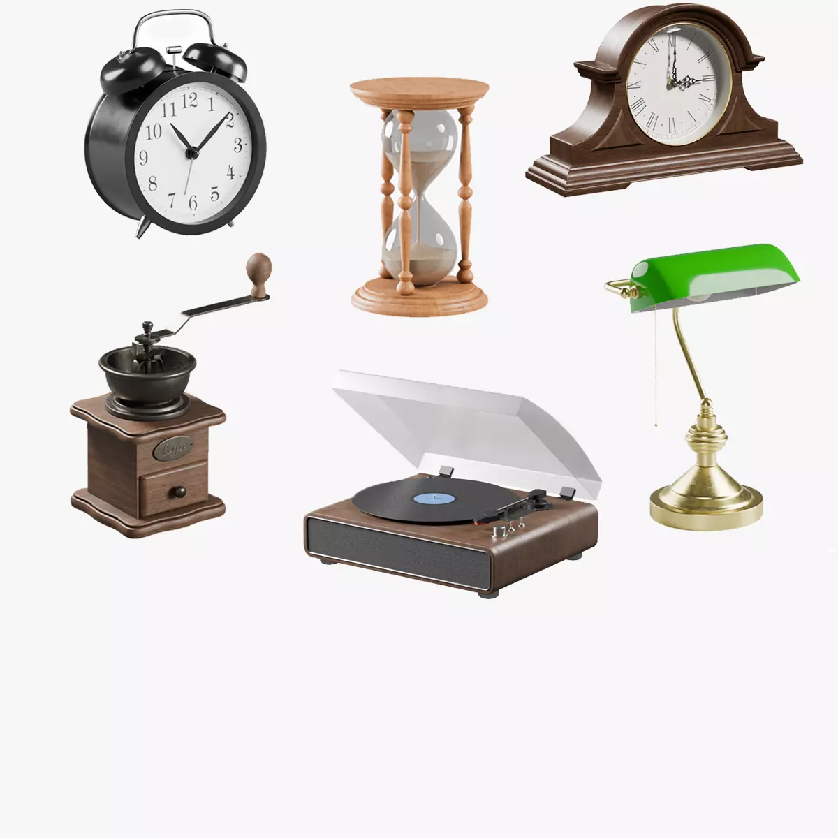 Retro Props Collection Low-poly 3D model_0