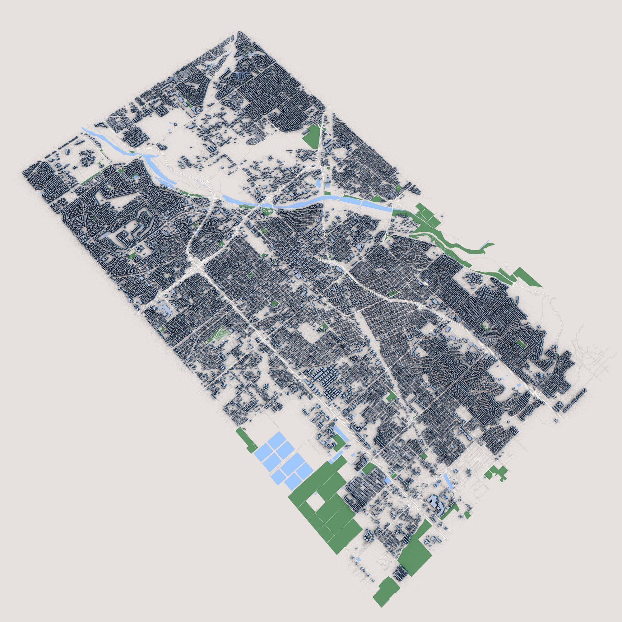 Bakersfield City California United States 3D model_1