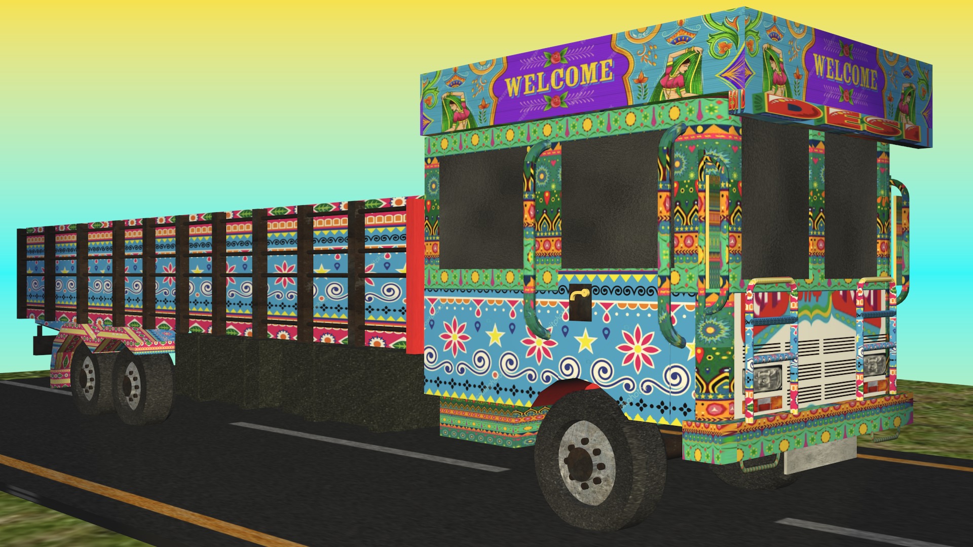 All types of Indian Trucks 3D Model Collection_3