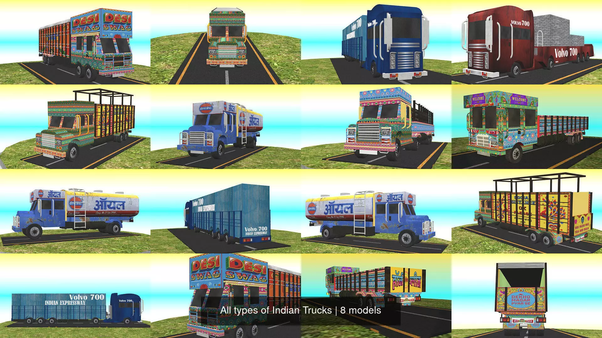 All types of Indian Trucks 3D Model Collection_0