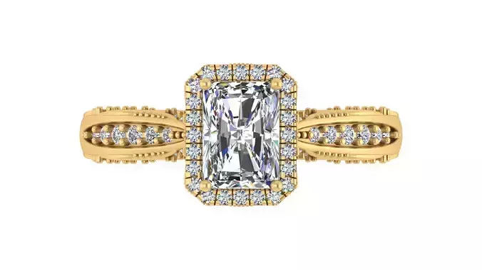 Radiant-Cut Blue Gemstone Engagement Ring