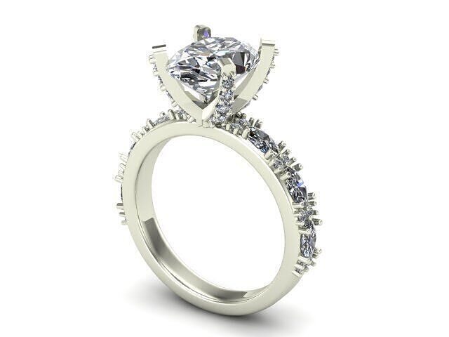 Engagement Ring With Oval Diamond 3D model