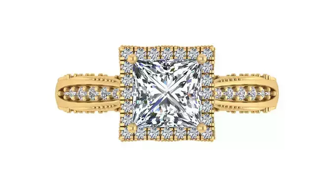 Princess-Cut Blue Gemstone Engagement Ring